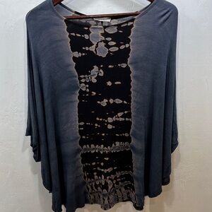 Black Bead Indie Sleaze Boho Charcoal & Black Relaxed Fit Cover up Poncho XL |OS